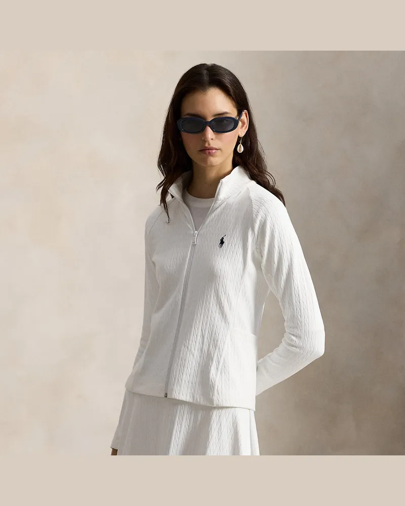 Ralph Lauren Stretchjacquard-Jacke mit Zopfmuster White