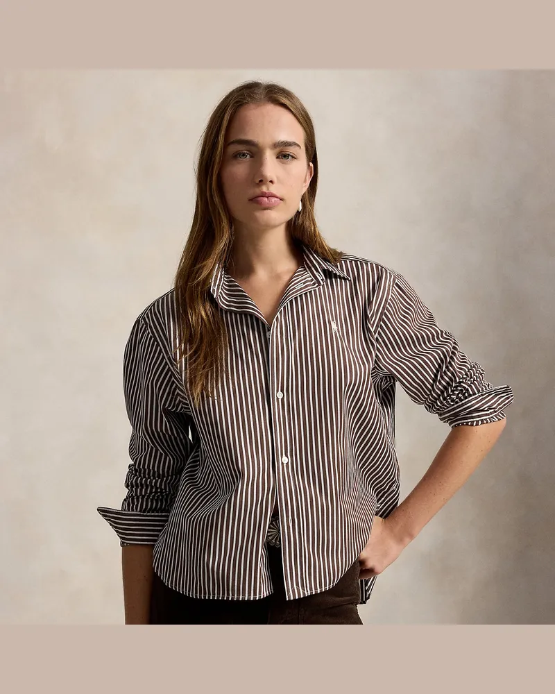 Ralph Lauren Verkürztes Baumwollhemd im Boxy-Fit Brown