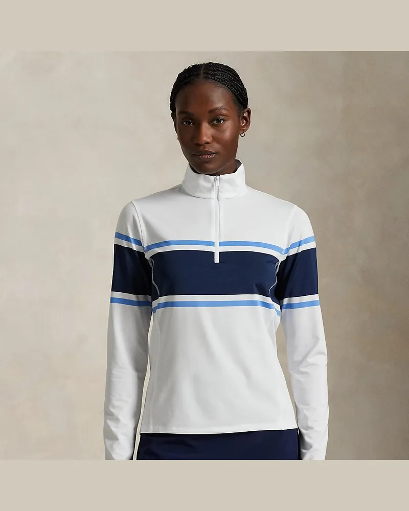 Ralph Lauren Gestreifter Pullover aus Stretchjersey White
