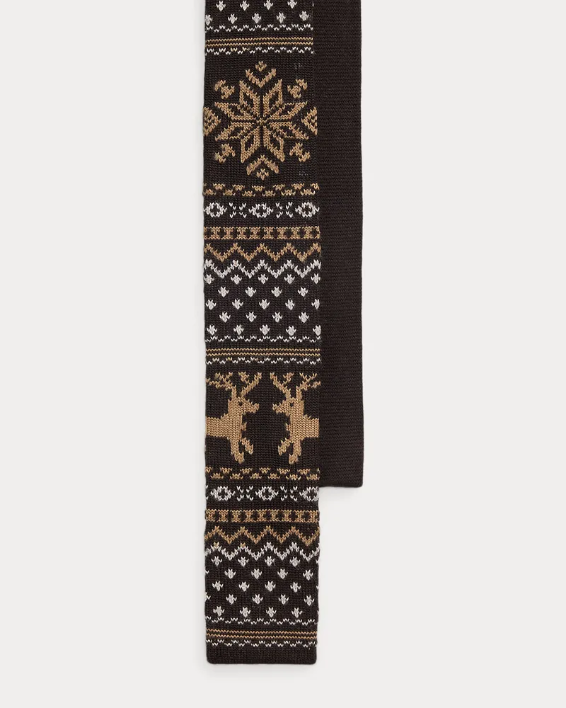 Ralph Lauren Krawatte aus Wolle mit Rentier Brown