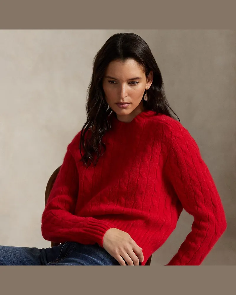 Ralph Lauren Pullover aus Wollmischung mit Zopfmuster Red