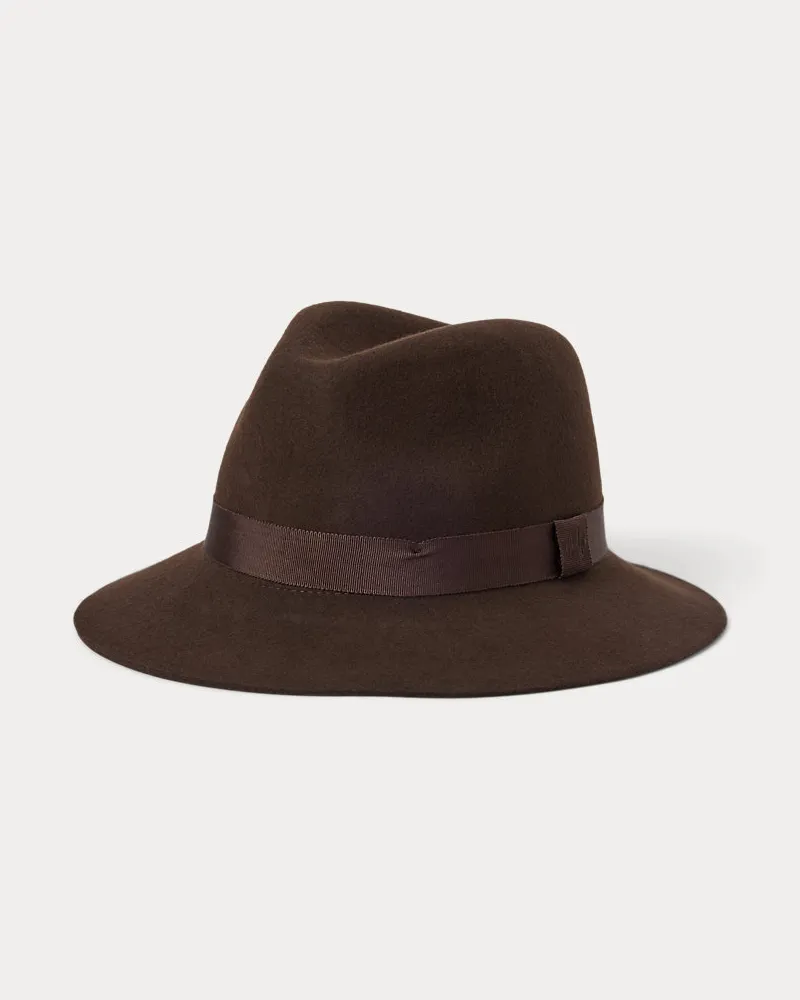 Ralph Lauren Fedora aus Wolle mit Bandakzent Brown