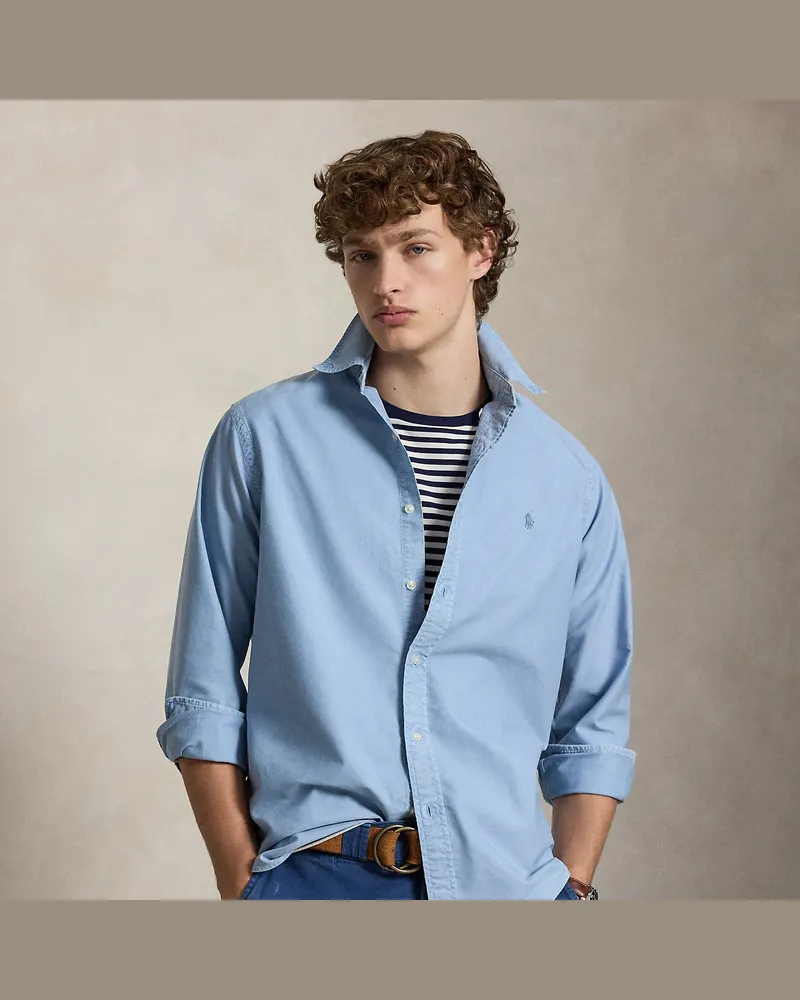 Ralph Lauren Gefärbtes Custom-Fit Oxfordhemd Blue