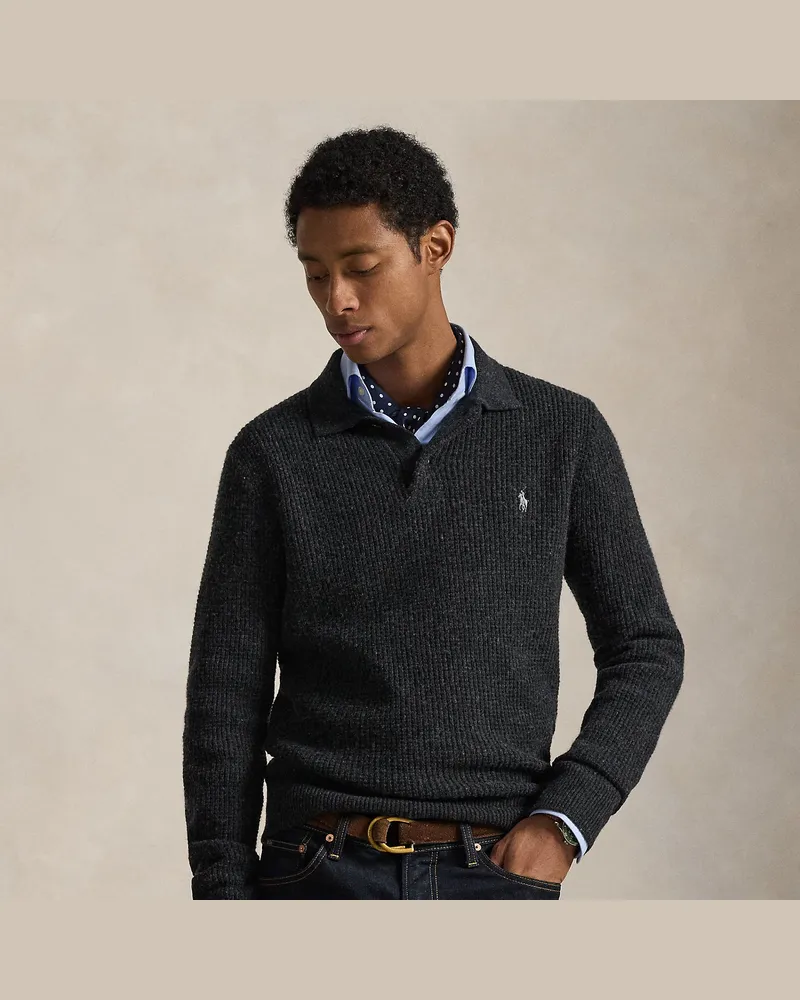 Ralph Lauren Strukturierter Pullover mit Polokragen Grey