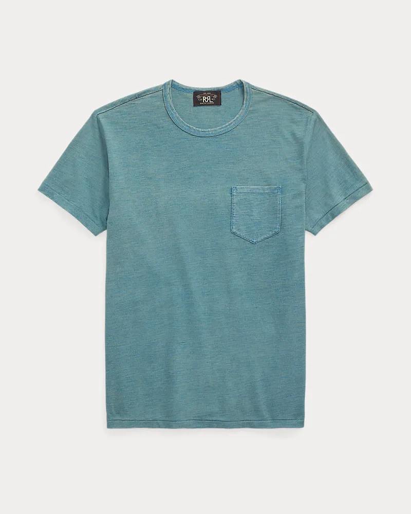 Ralph Lauren Indigoblaues Jersey-T-Shirt mit Tasche Blue