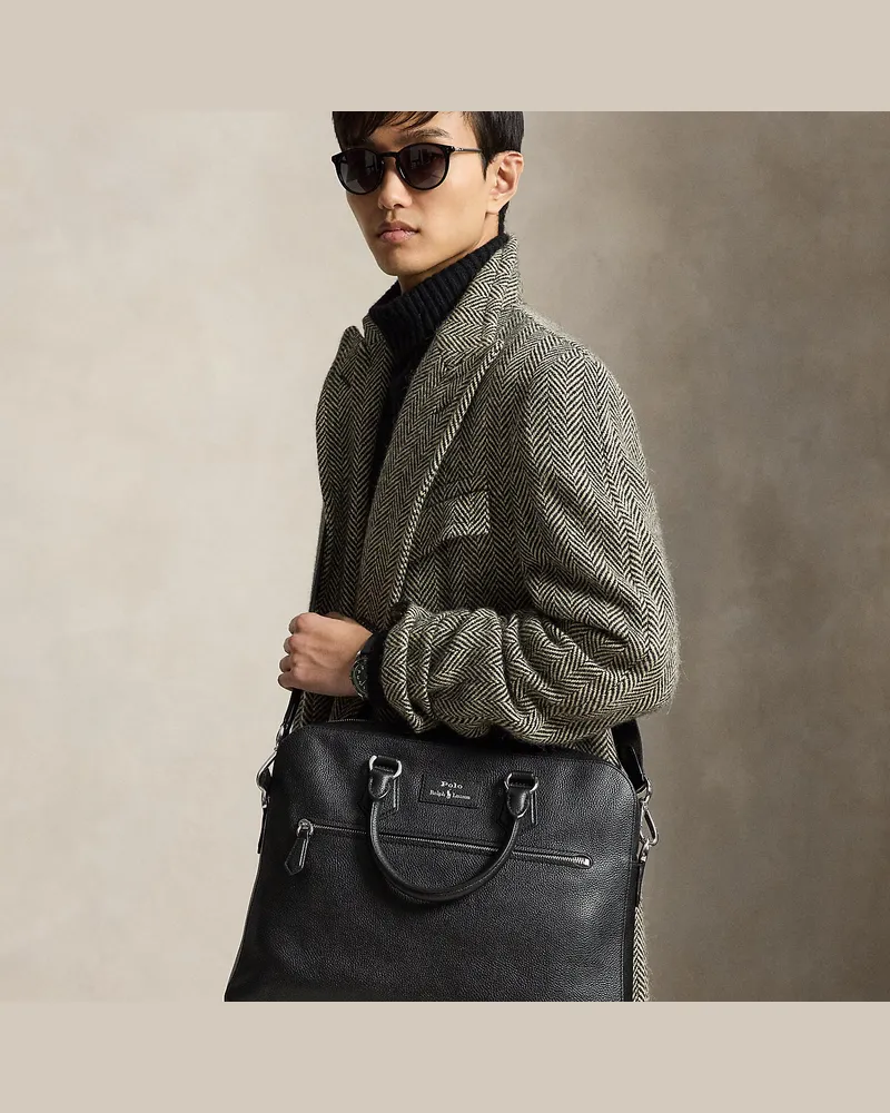 Ralph Lauren Umhängetasche aus Narbenleder Black