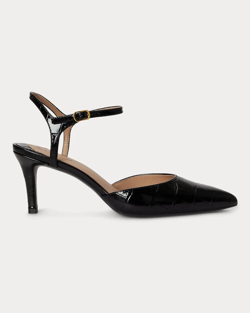 Ralph Lauren Pumps Lilah mit Krokodilprägung Black