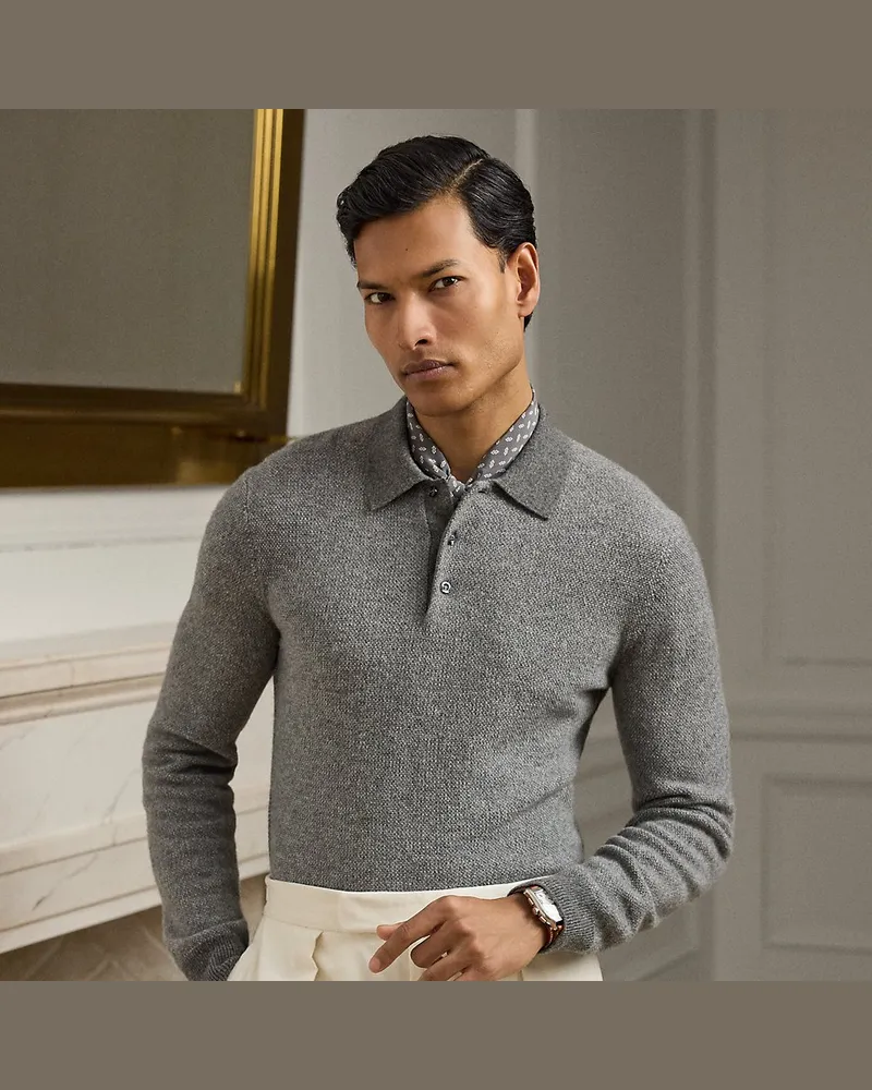 Ralph Lauren Kaschmirpullover mit Pfauenaugenmuster Grey