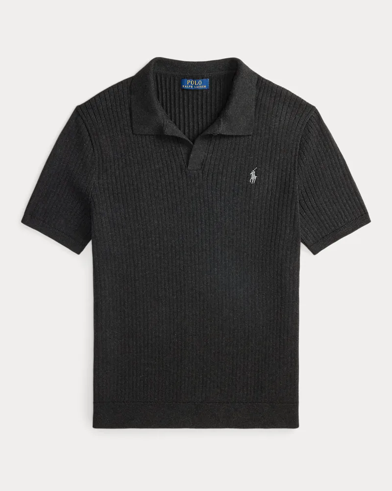 Ralph Lauren Rippenstrickpullover mit Johnny-Kragen Grey