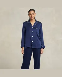 Ralph Lauren Pyjama-Set aus Seide mit langen Ärmeln Blue