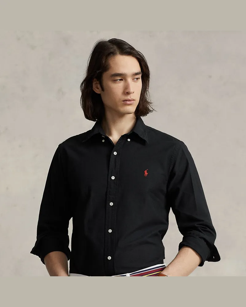 Ralph Lauren Gefärbtes Custom-Fit Oxfordhemd Black