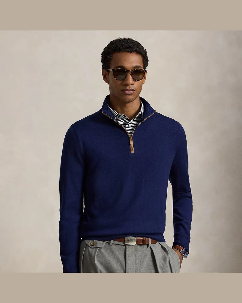 Ralph Lauren Wollpullover mit Viertelreißverschluss Blue