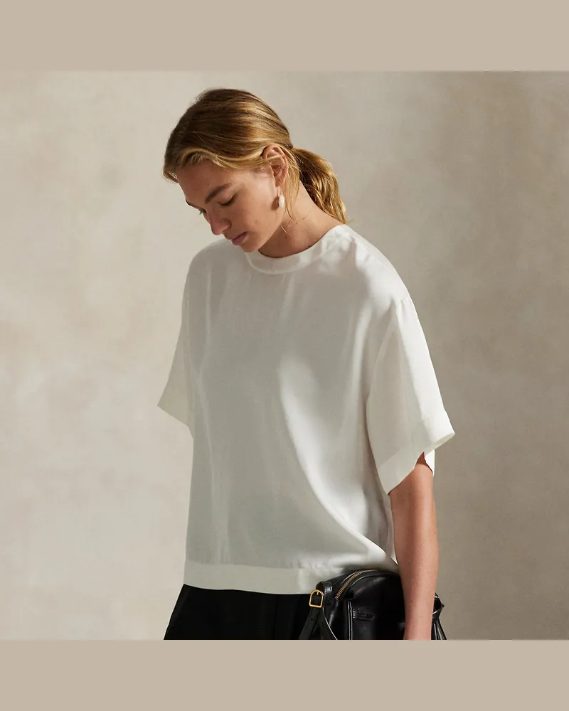Ralph Lauren Oversize-Fit T-Shirt aus Satin Cream
