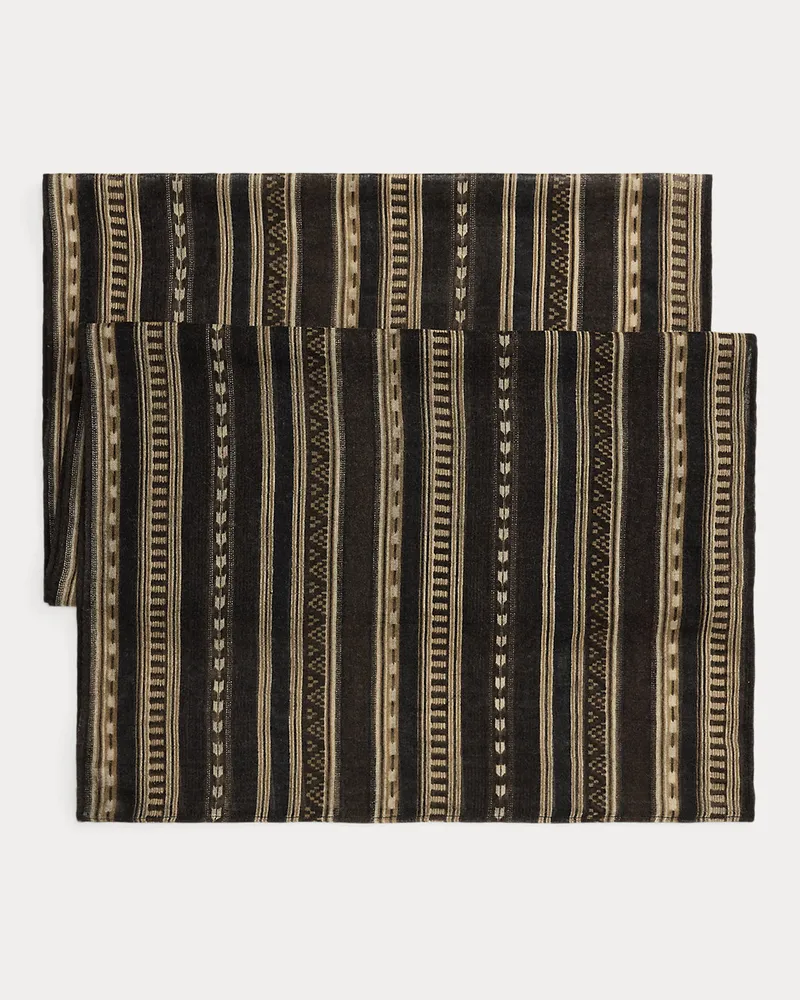 Ralph Lauren Gestreifter Wollschal Black