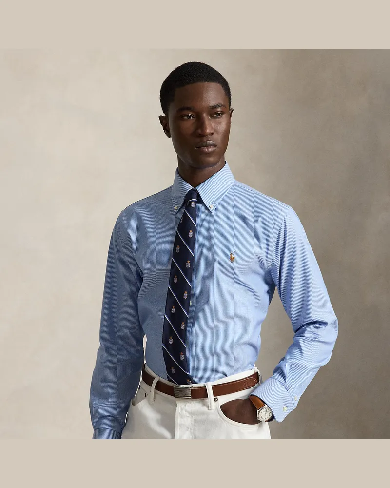 Ralph Lauren Gestreiftes Custom-Fit Oxfordhemd Blue