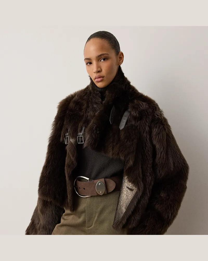 Ralph Lauren Wendbarer Mantel Norman aus Lammfell Brown