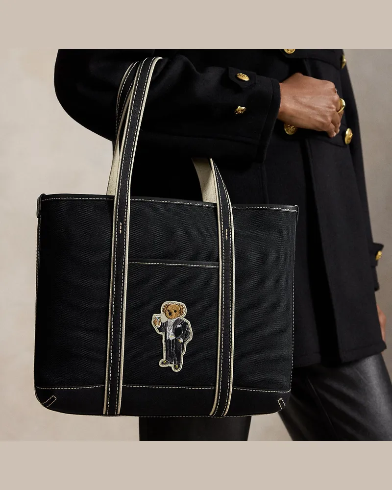 Ralph Lauren Mini-Shopper-Tragetasche mit Polo Bear Black