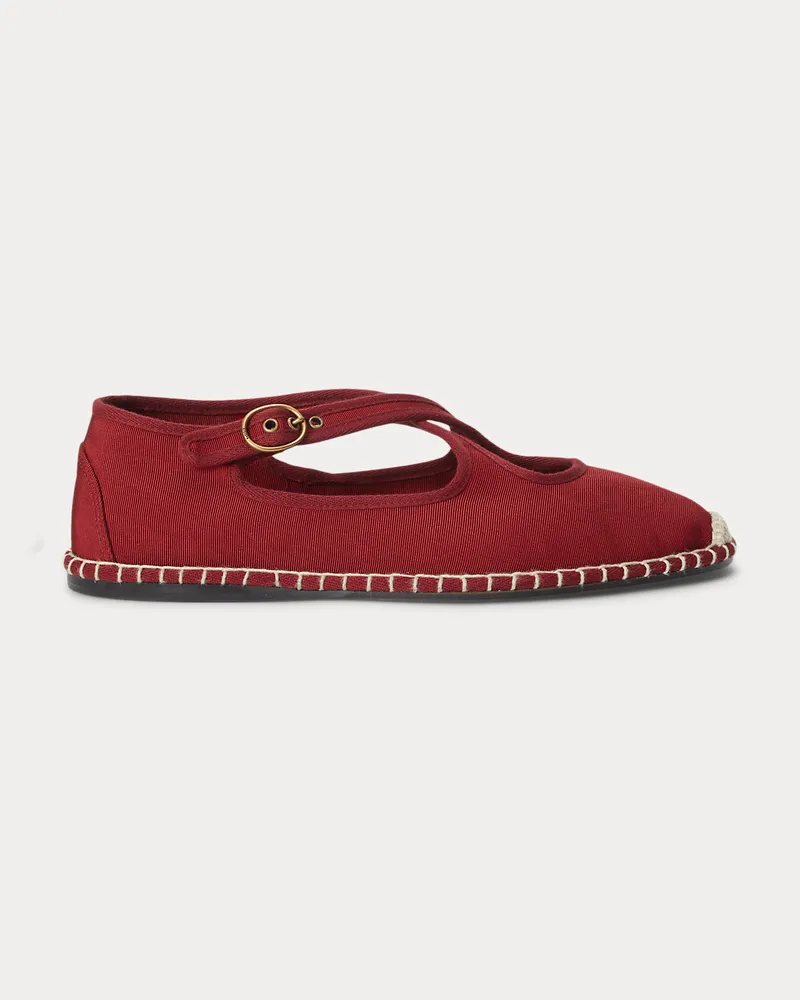 Ralph Lauren Mary-Jane-Espadrille aus Ripsband Red