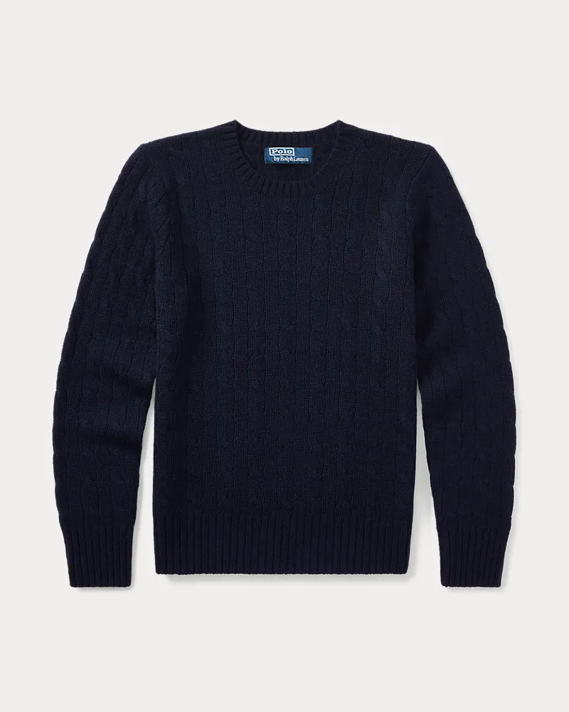 Ralph Lauren Kaschmirpullover mit Zopfmuster Blue