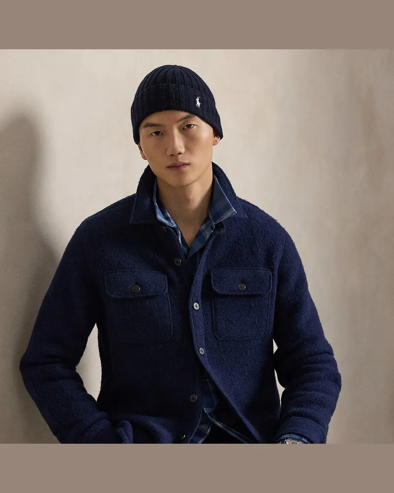 Ralph Lauren Hemdjacke aus gefilzter Wollmischung Blue