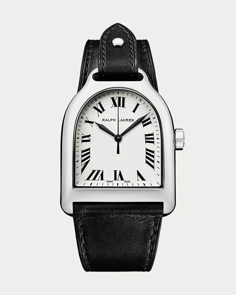 Ralph Lauren Große Armbanduhr Stirrup aus Stahl White