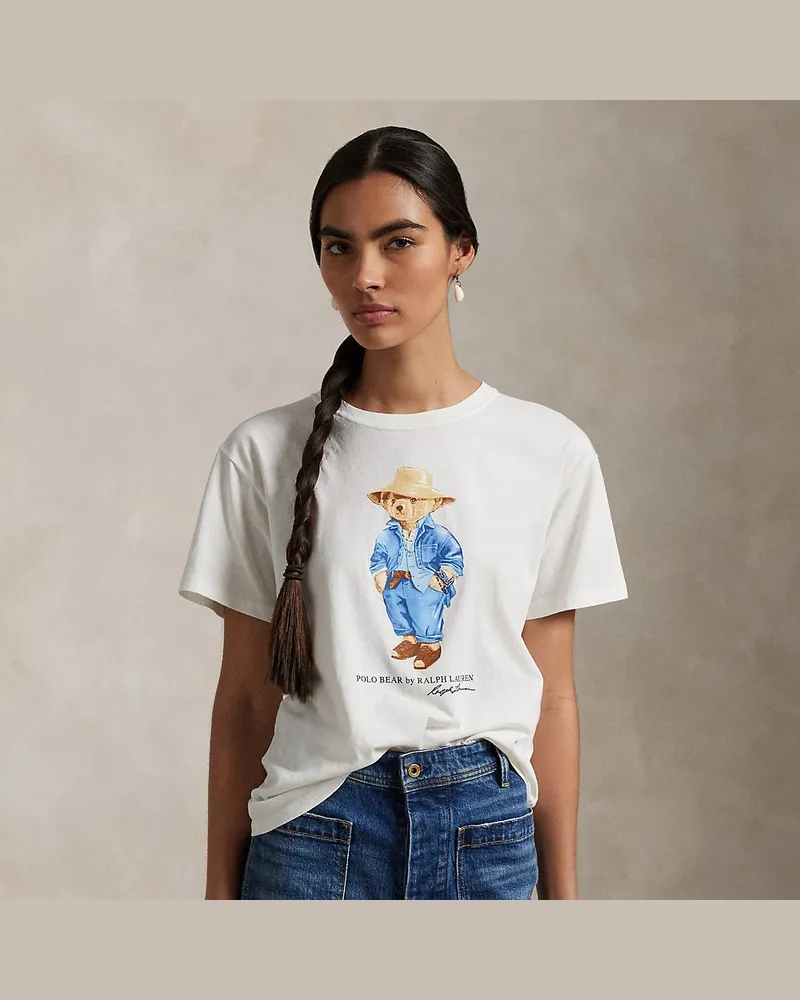 Ralph Lauren Baumwolljersey-T-Shirt mit Polo Bear White