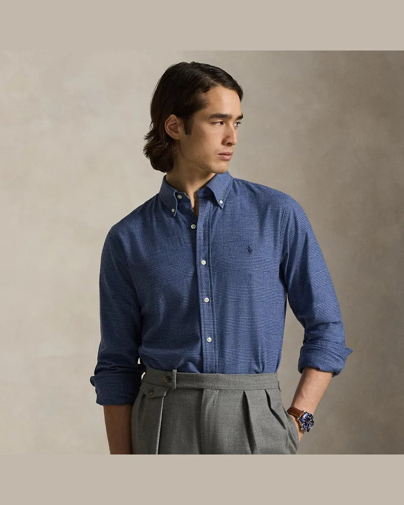 Ralph Lauren Custom-Fit Karo-Funktionshemd aus Twill Blue