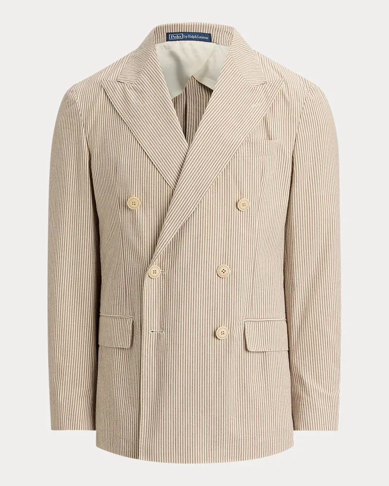Ralph Lauren Tailored-Fit Seersucker-Jacke Polo Soft Brown