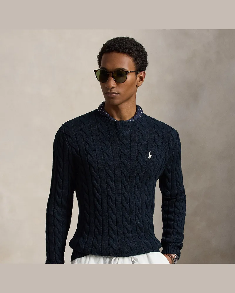 Ralph Lauren Baumwollpullover mit Zopfmuster Blue