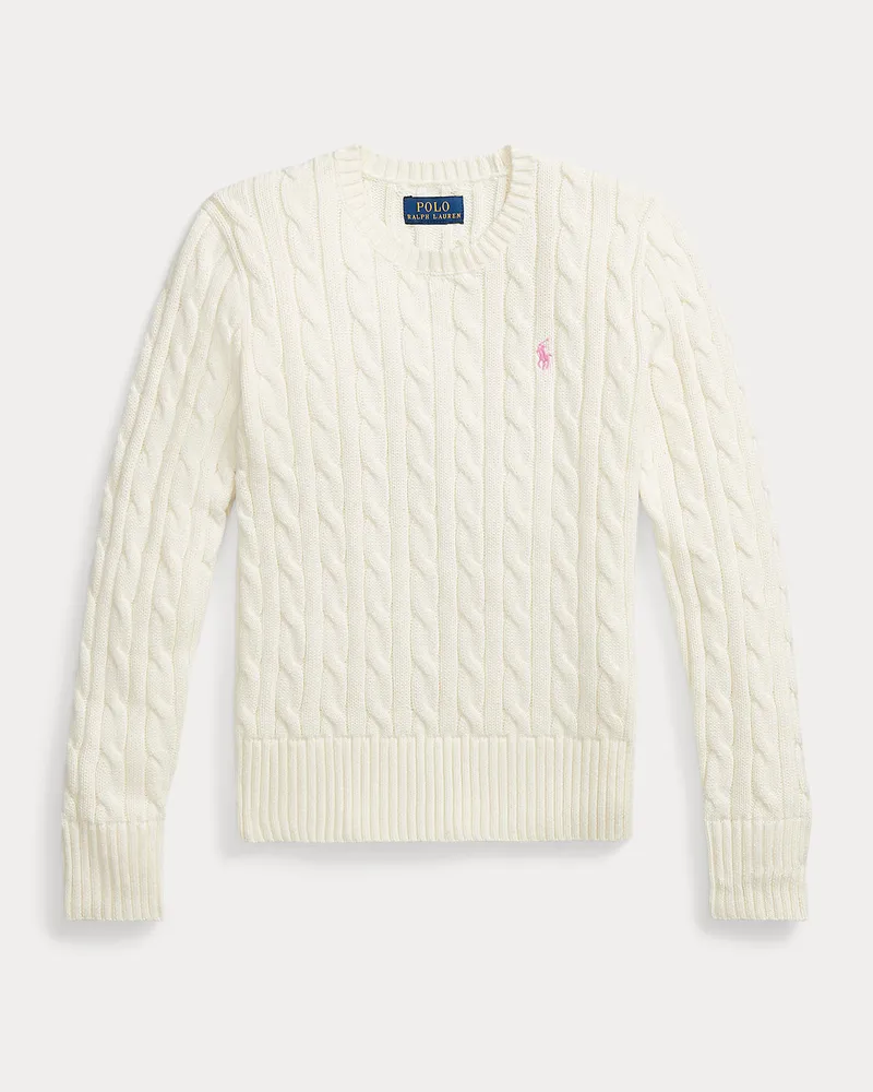 Ralph Lauren Baumwollpullover mit Zopfmuster White