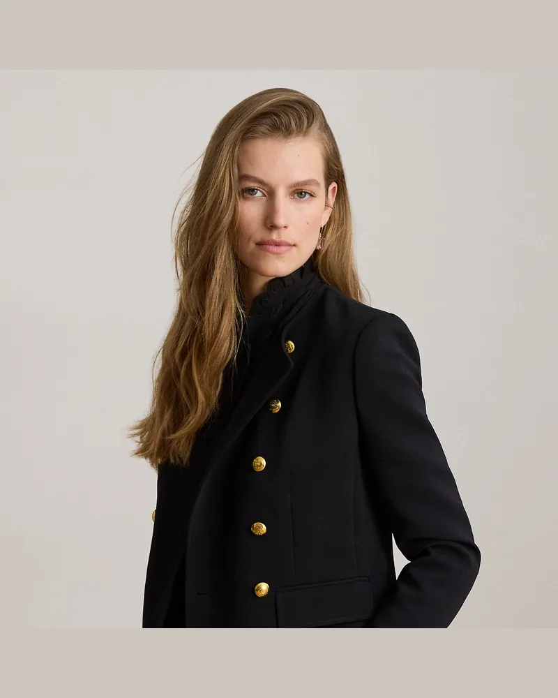 Ralph Lauren Zweireihige Jacke aus Zibeline-Crêpe Black