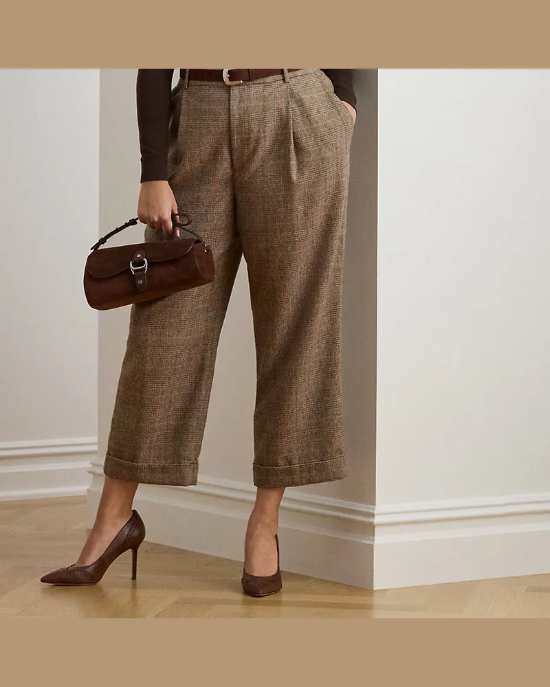 Ralph Lauren Plus Größen - Glencheck-Bundfaltenhose in 3/4-Länge Multi