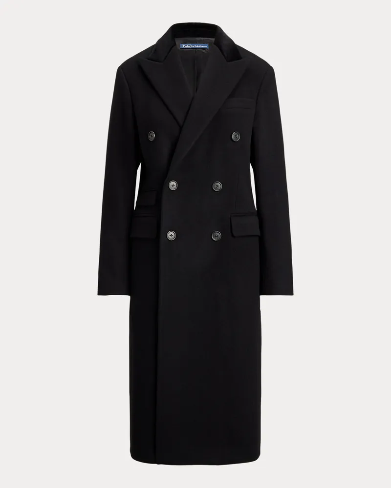 Ralph Lauren Double-Breasted Wool Melton Coat Black