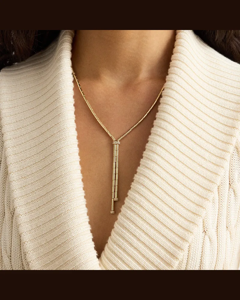 Ralph Lauren Vergoldete Y-Halskette mit Pavé-Perlen Gold