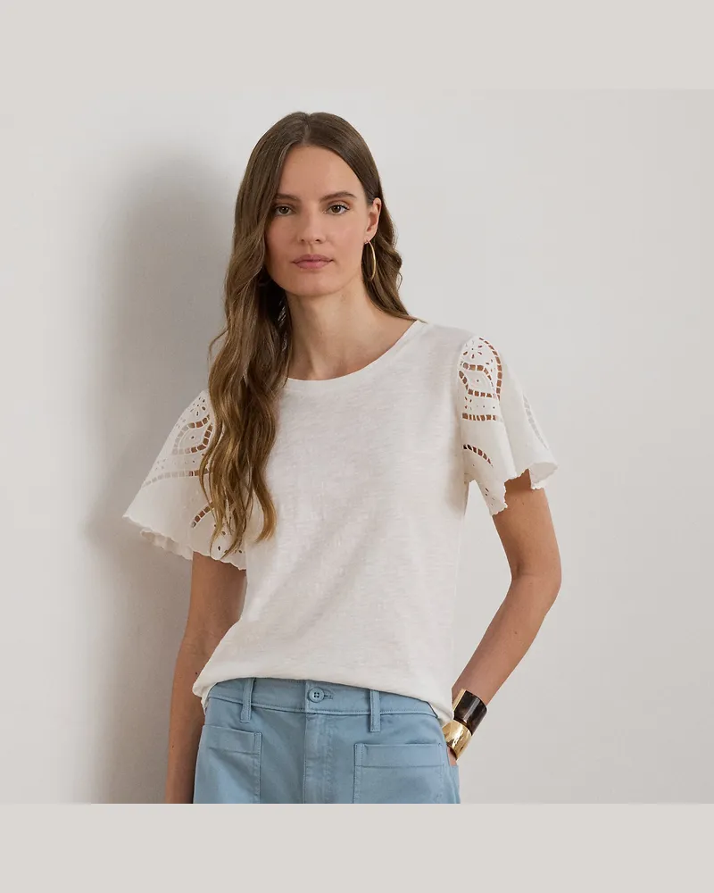 Ralph Lauren Oberteil aus Baumwolle mit Lochstickerei White