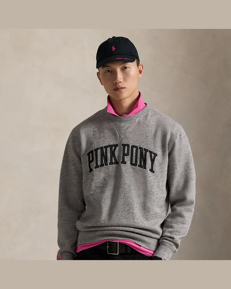 Ralph Lauren Classic-Fit Fleece-Sweatshirt Pink Pony Grey