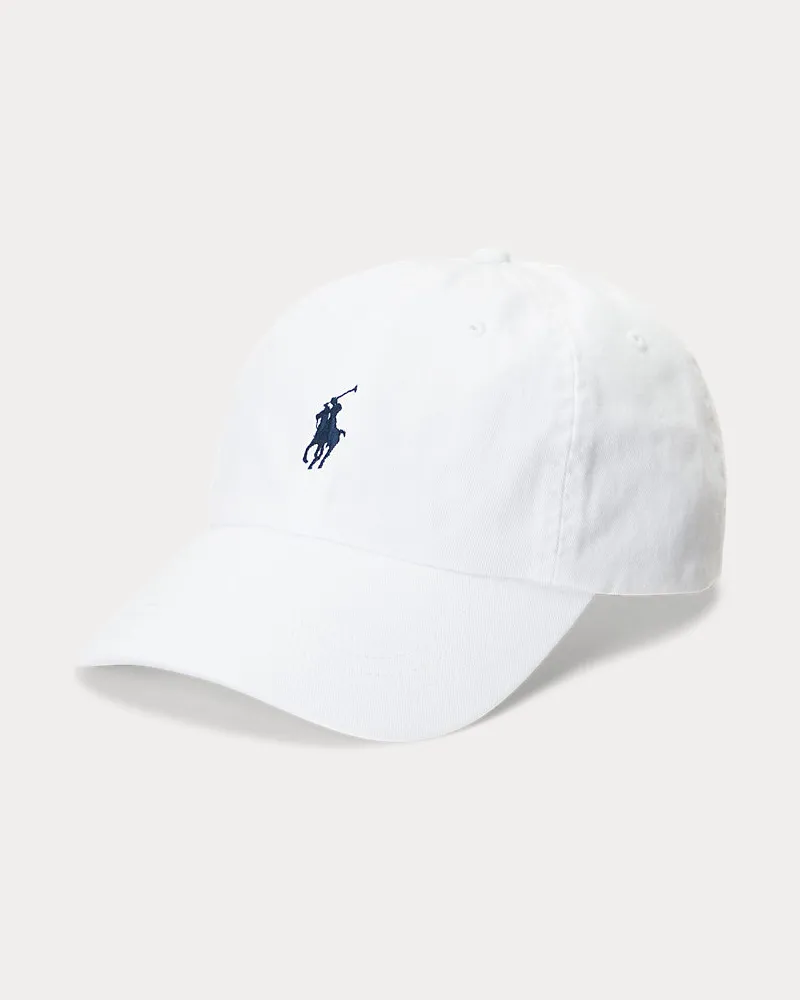 Ralph Lauren Klassische Baumwollchino-Baseballkappe White