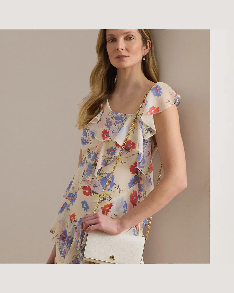 Ralph Lauren Mittelgroße Leder-Umhängetasche Adair II White