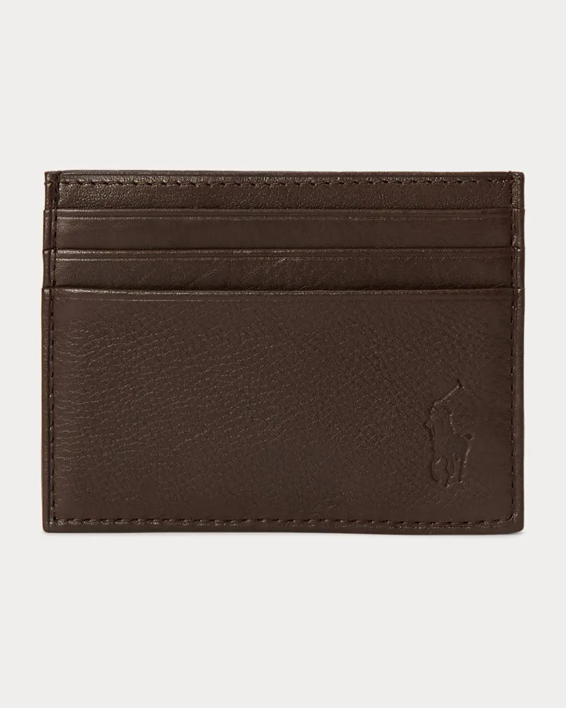 Ralph Lauren Kartenetui aus Narbenleder Brown