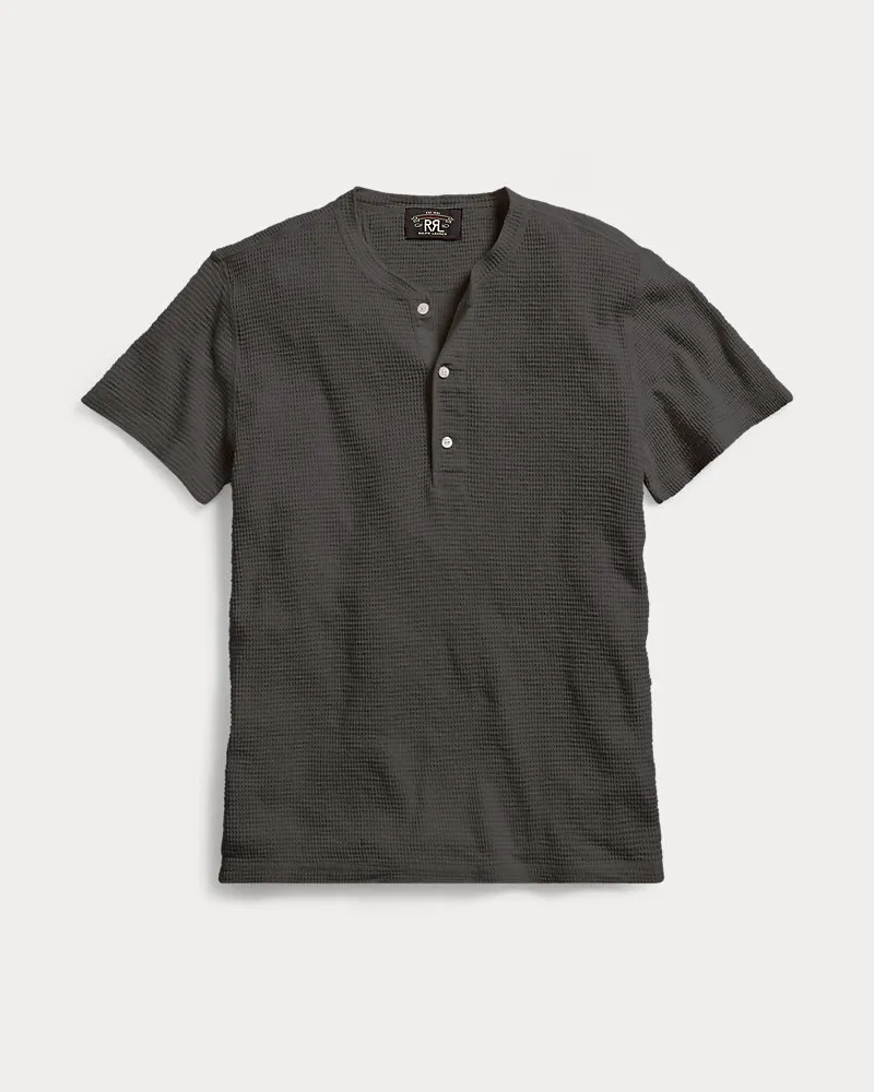 Ralph Lauren Kurzärmliges Waffelpiqué-Henley Black