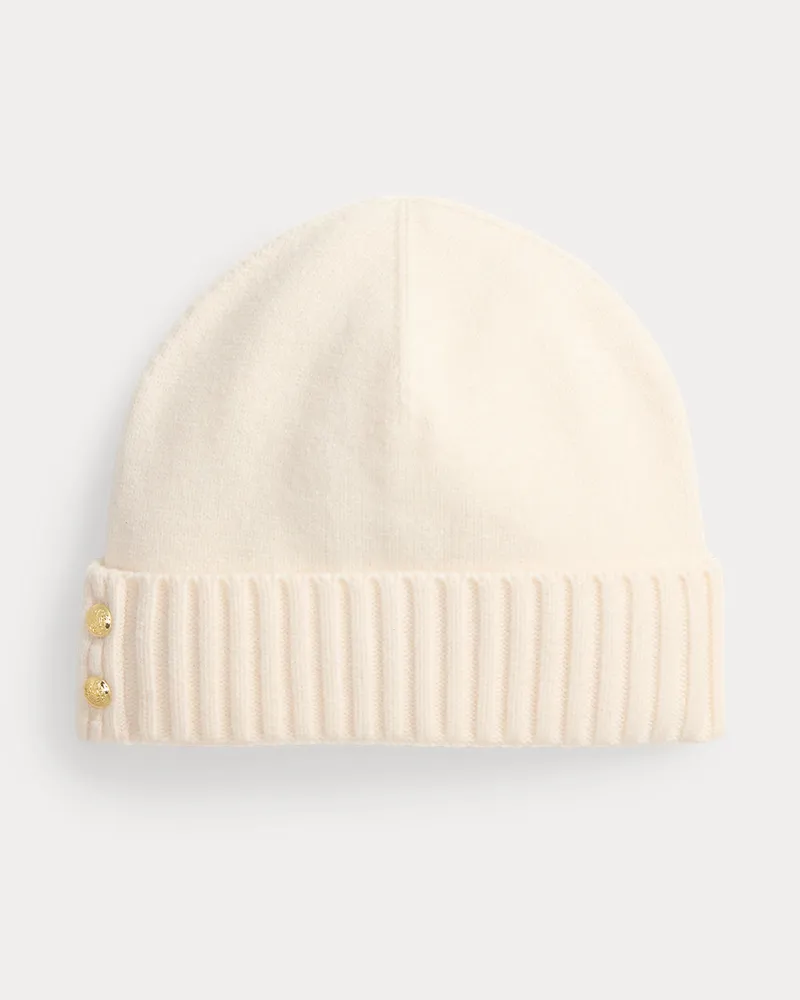 Ralph Lauren Strickmütze mit Zierknöpfen Cream