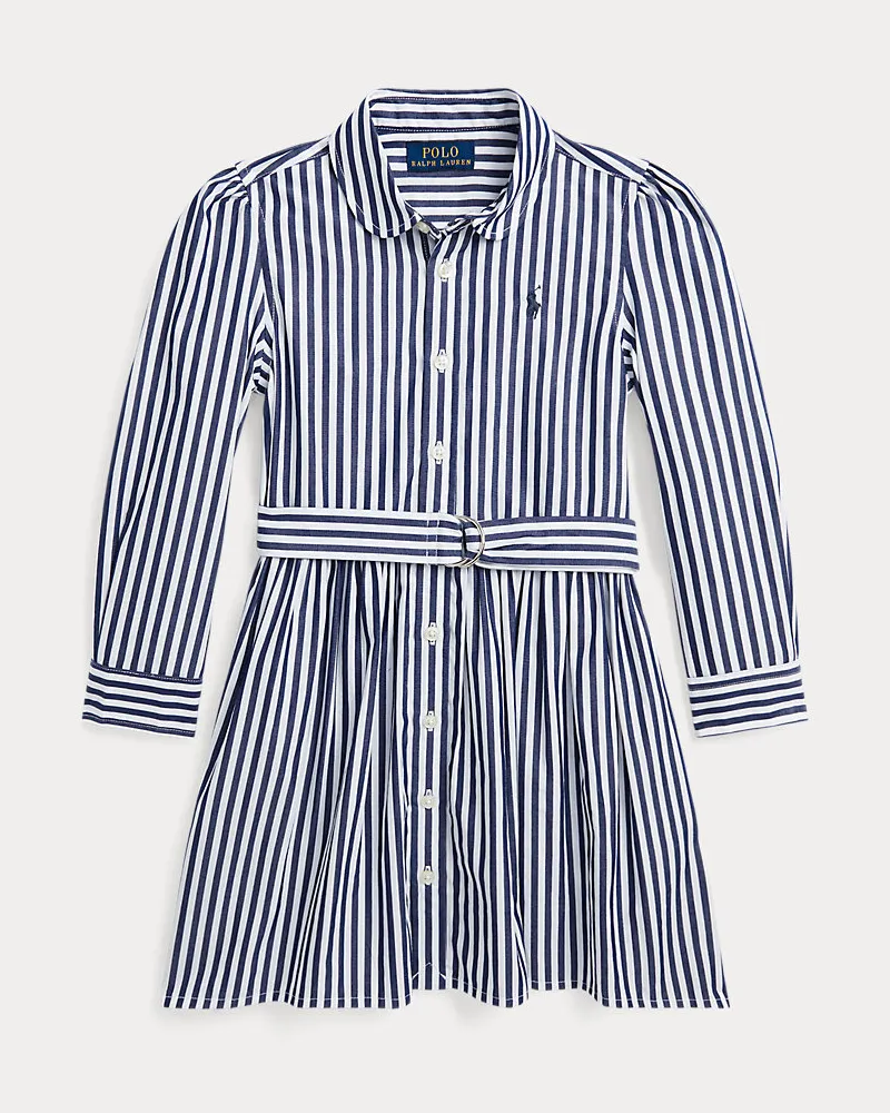 Ralph Lauren Gestreiftes Hemdkleid mit Gürtel Blue
