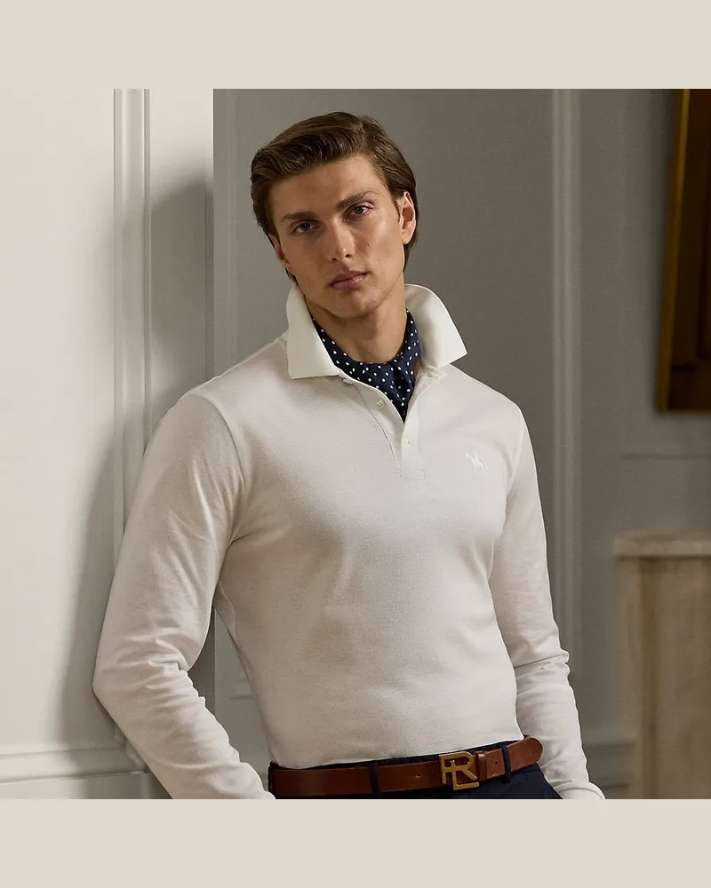 Ralph Lauren Langärmliges Poloshirt aus Piqué White