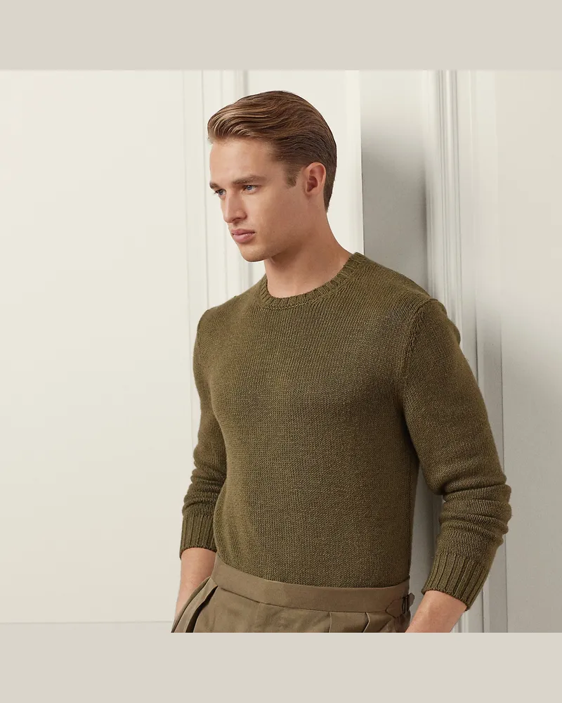 Ralph Lauren Rundhalspullover aus Seide und Leinen Green
