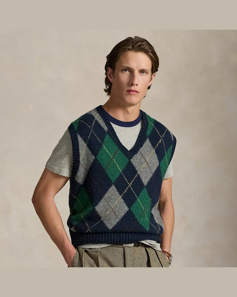 Ralph Lauren Big-Fit Pullunder mit Argyle-Muster Blue