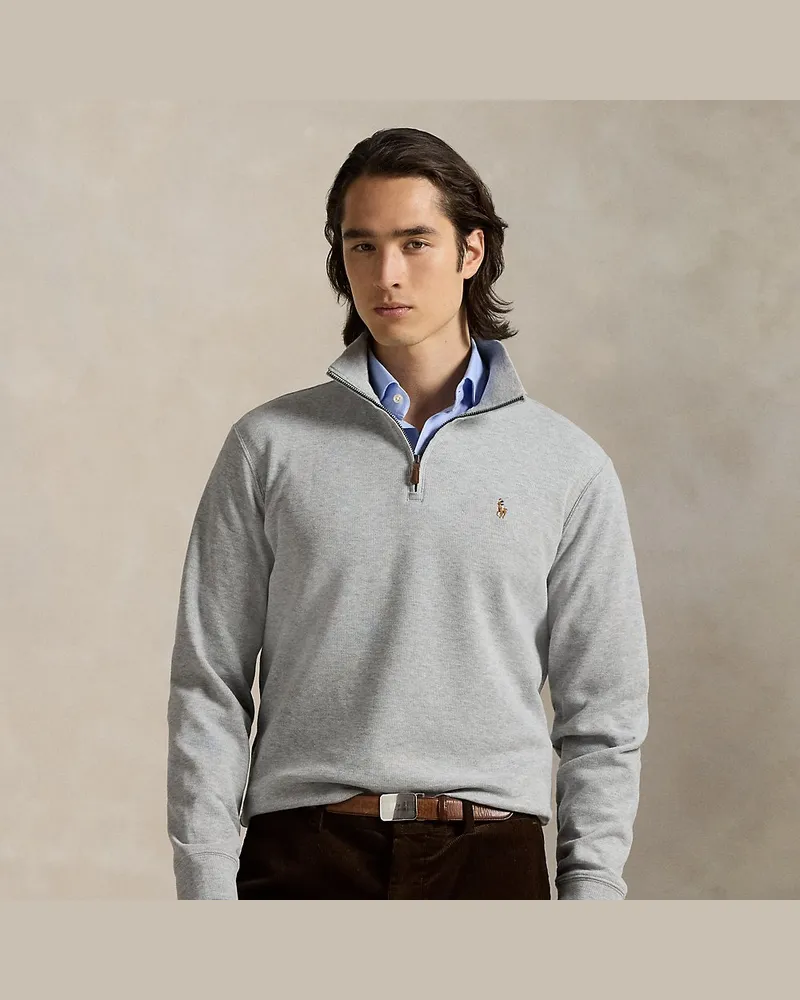Ralph Lauren Rippenpullover mit Viertelreißverschluss Grey