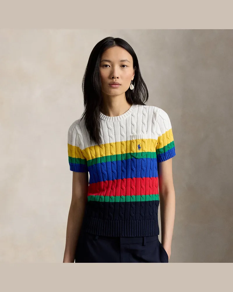 Ralph Lauren Kurzarmpullover mit Zopfmuster Multi