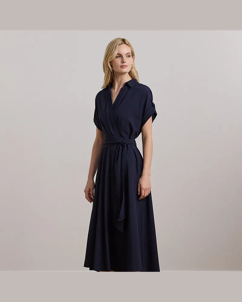Ralph Lauren Crêpekleid mit Gürtel Blue