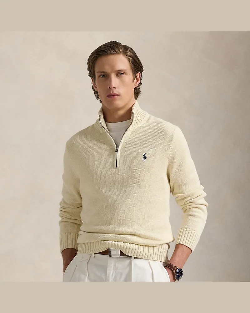 Ralph Lauren Baumwollpullover mit Reißverschluss Tan