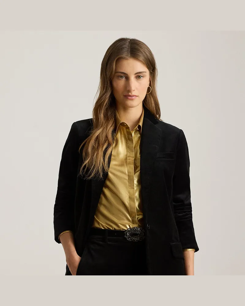 Ralph Lauren Kurzgrößen - Blazer aus Stretchsamt Black